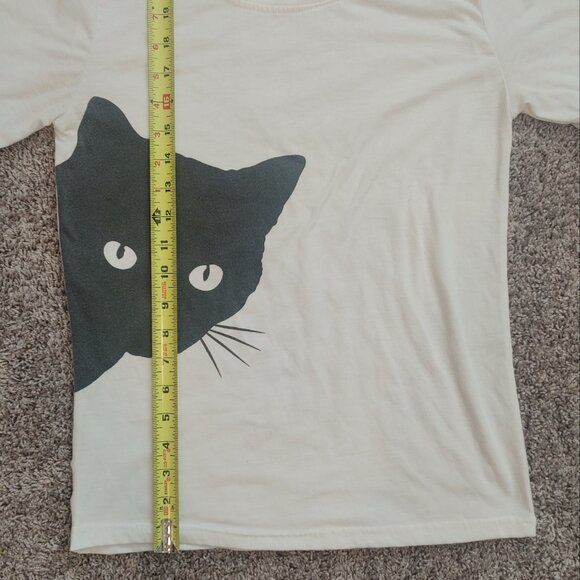 Order Plus Size S White T Shirts with a Black Cat For Women - Picture 3 of 4